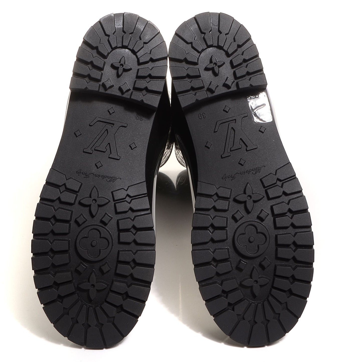 Rubber Embossed Monogram Splash Rain Boots 39 Black