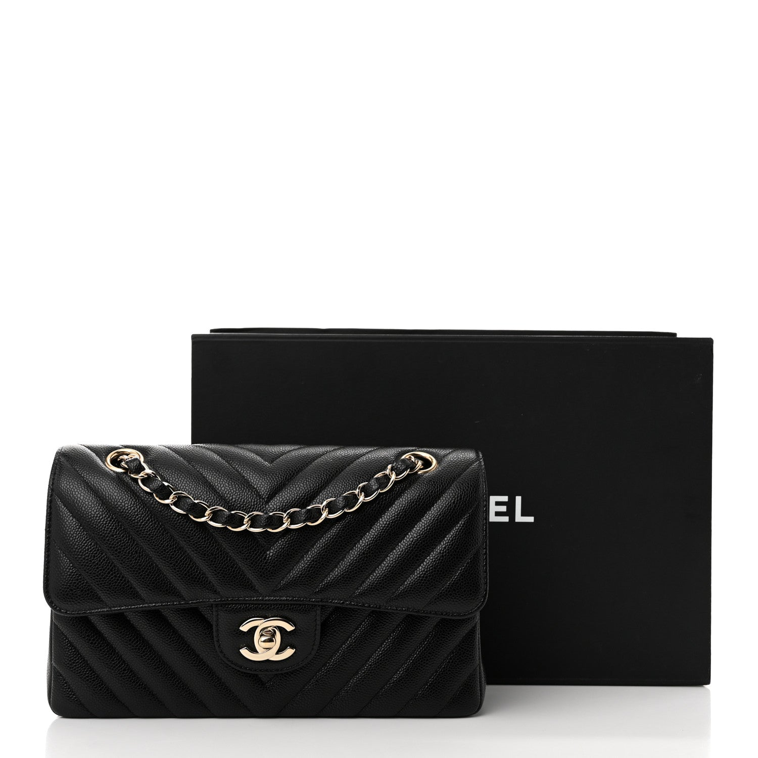 Chanel Caviar Chevron Quilted Small Double Flap Black 11 of 11