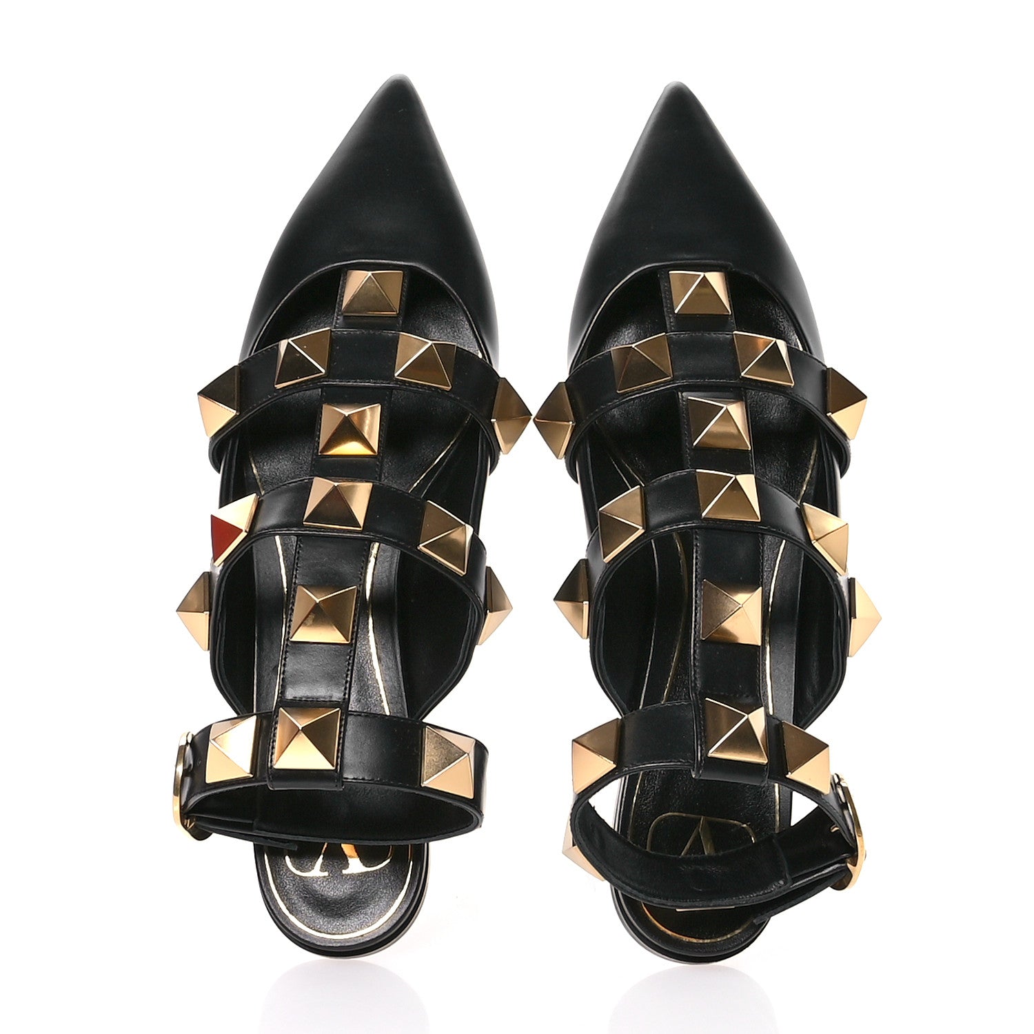Valentino Garavani Calfskin Roman Stud Ankle Strap Flat Mules 40.5 Black 2 of 9