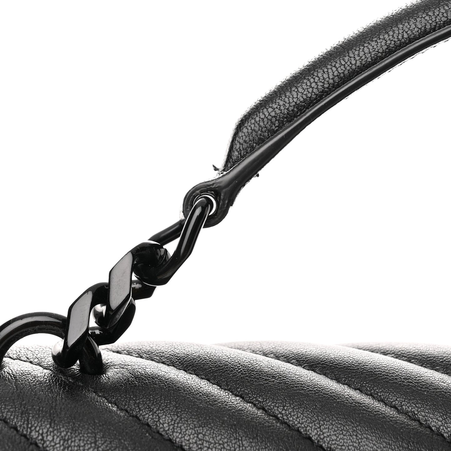 Sheepskin Matelasse Chevron Monogram Monochrome Large College Satchel Black