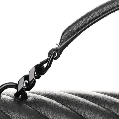 Saint Laurent Sheepskin Matelasse Chevron Monogram Monochrome Large College Satchel Black 12 of 14