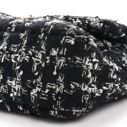 Chanel Tweed Quilted Large Chanel 19 Flap Black Silver Ecru 10 of 11