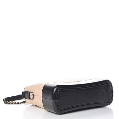 Chanel Aged Calfskin Quilted Medium Gabrielle Hobo Beige Black 4 of 10