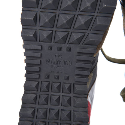 Valentino Garavani Nappa Fabric Suede Camouflage Womens Rockrunner Sneakers 35.5 Army Green Platino 6 of 9