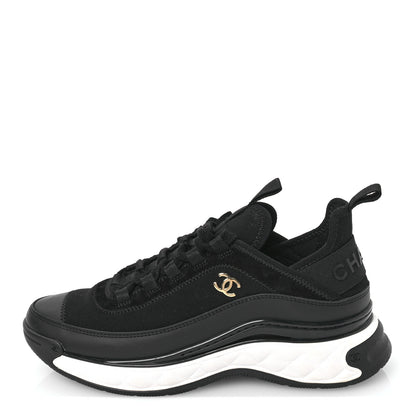 Chanel Velvet Calfskin Mixed Fibers CC Sneakers 37 Black 1 of 7