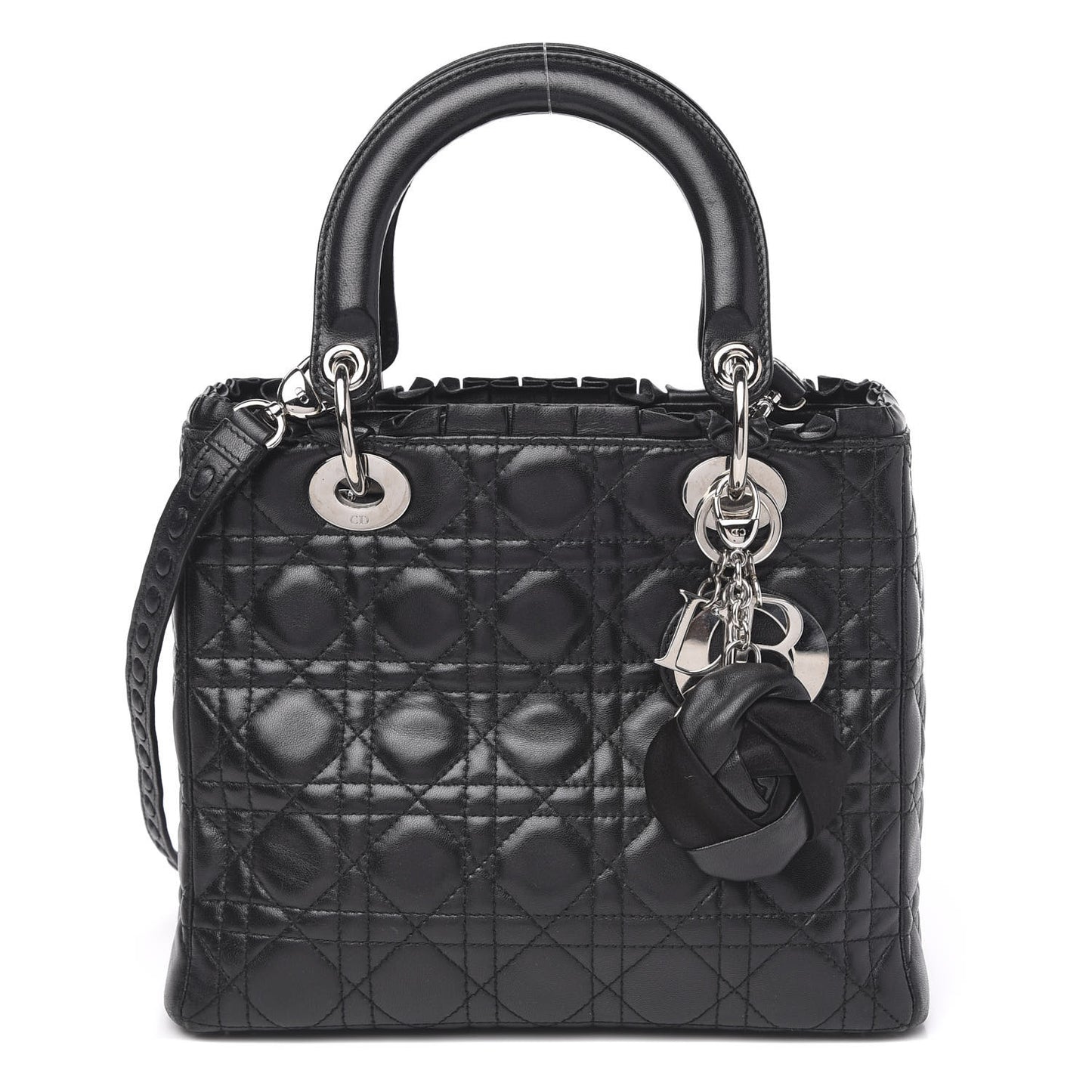 Lambskin Cannage Bow Medium Lady Dior Black