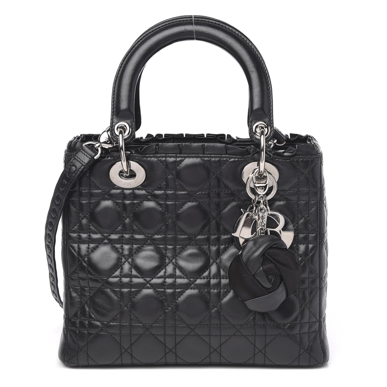 Christian Dior Lambskin Cannage Bow Medium Lady Dior Black 1 of 16