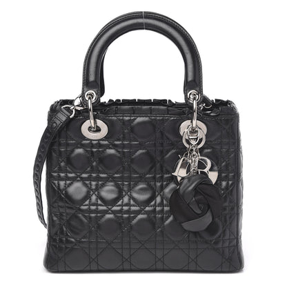 Christian Dior Lambskin Cannage Bow Medium Lady Dior Black 1 of 16