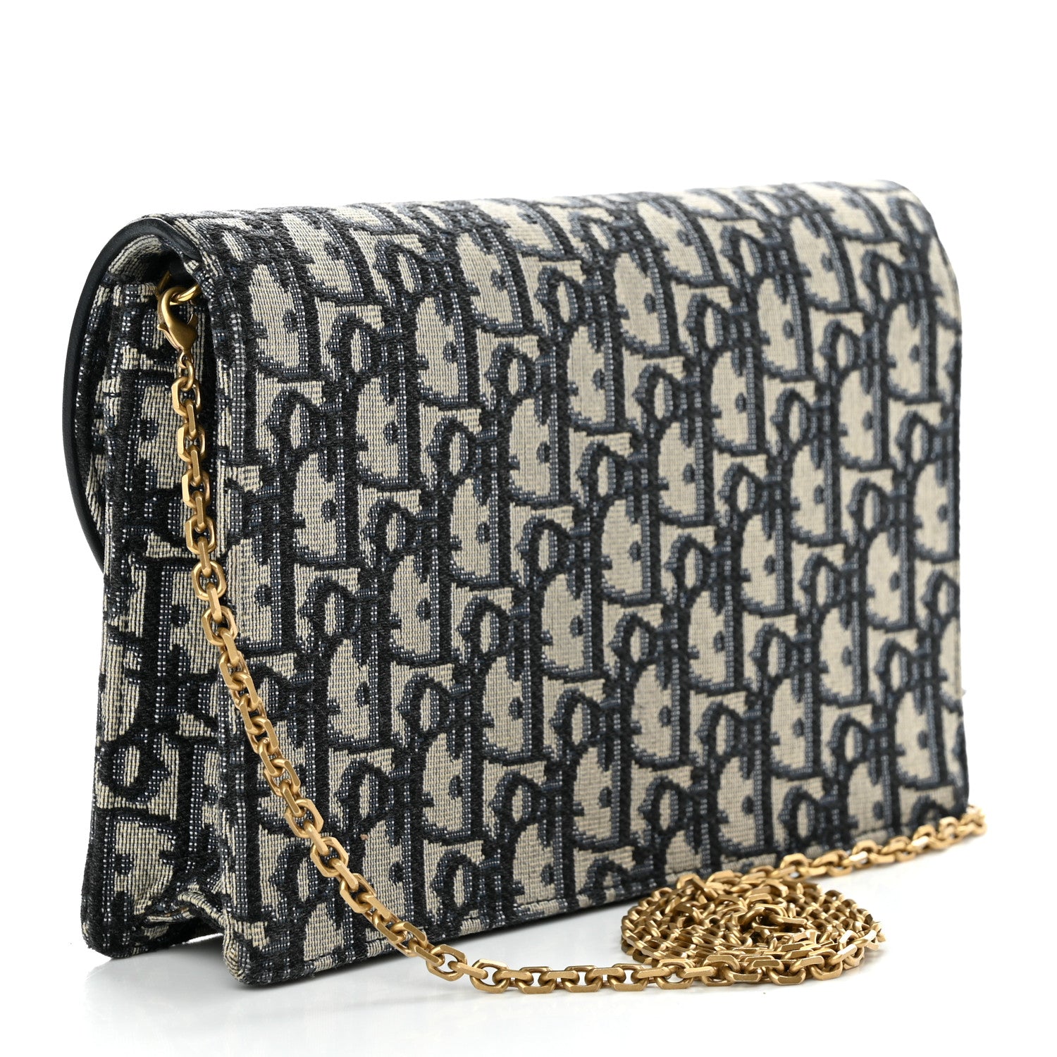 Christian Dior Oblique Saddle Chain Pouch Blue 3 of 13