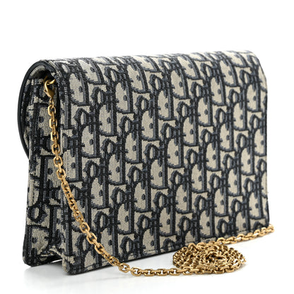 Christian Dior Oblique Saddle Chain Pouch Blue 3 of 13