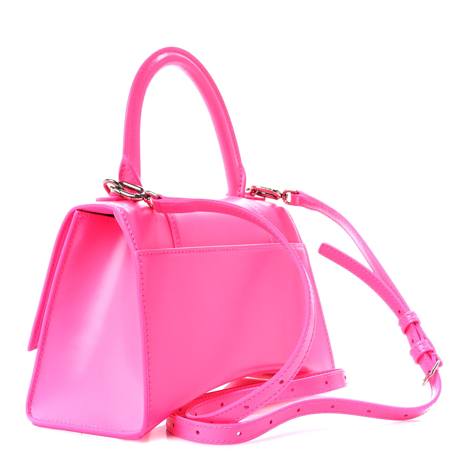 Balenciaga Shiny Box Calfskin Small Hourglass Top Handle Bag Hot Pink 3 of 10