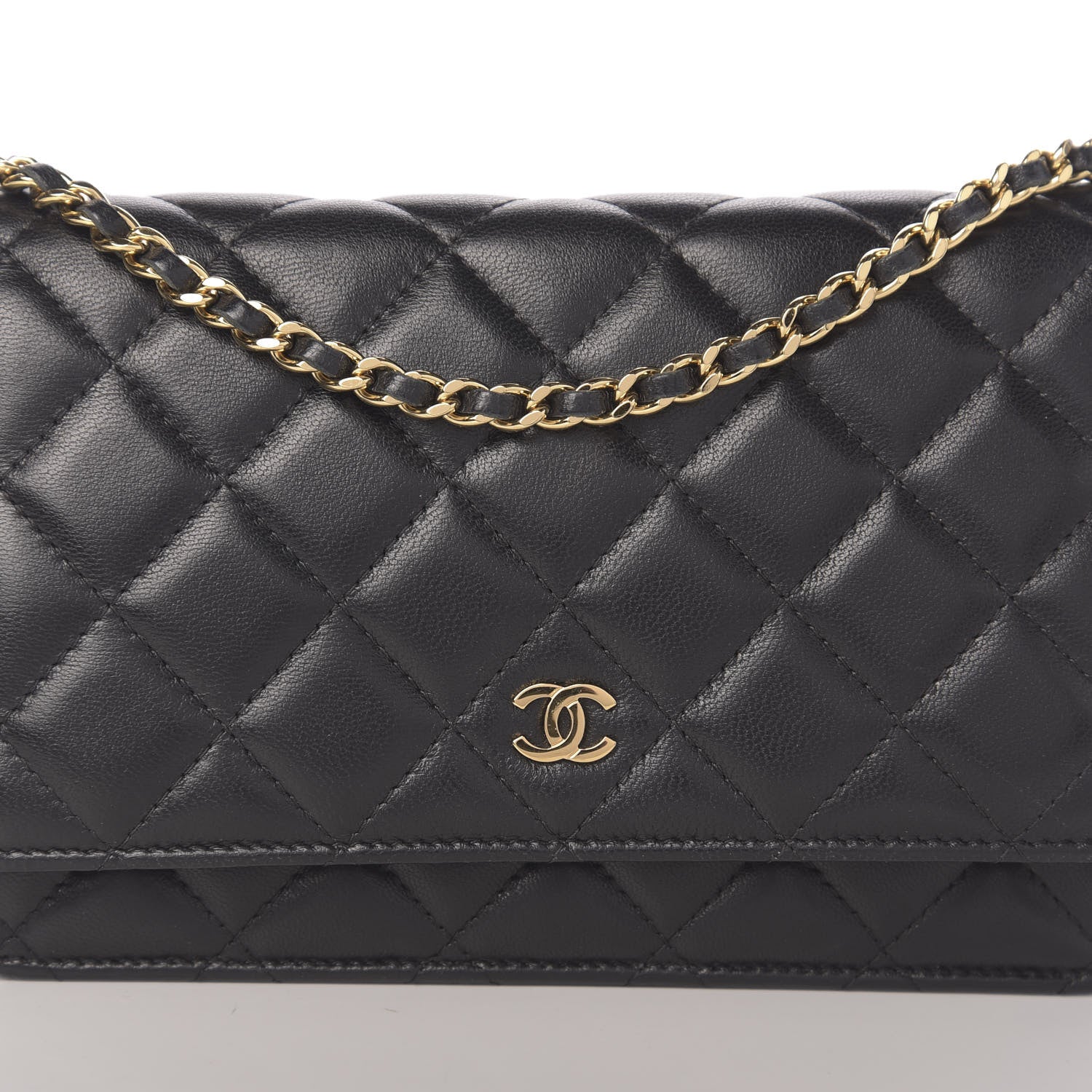 Chanel Lambskin Quilted Wallet On Chain WOC Black 11 of 12