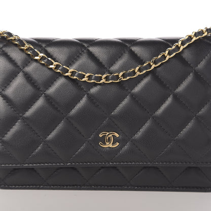 Chanel Lambskin Quilted Wallet On Chain WOC Black 11 of 12