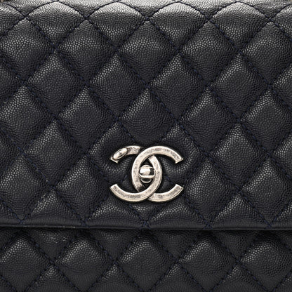 Chanel Caviar Lizard Embossed Quilted Small Coco Handle Flap Dark Blue 8 of 12