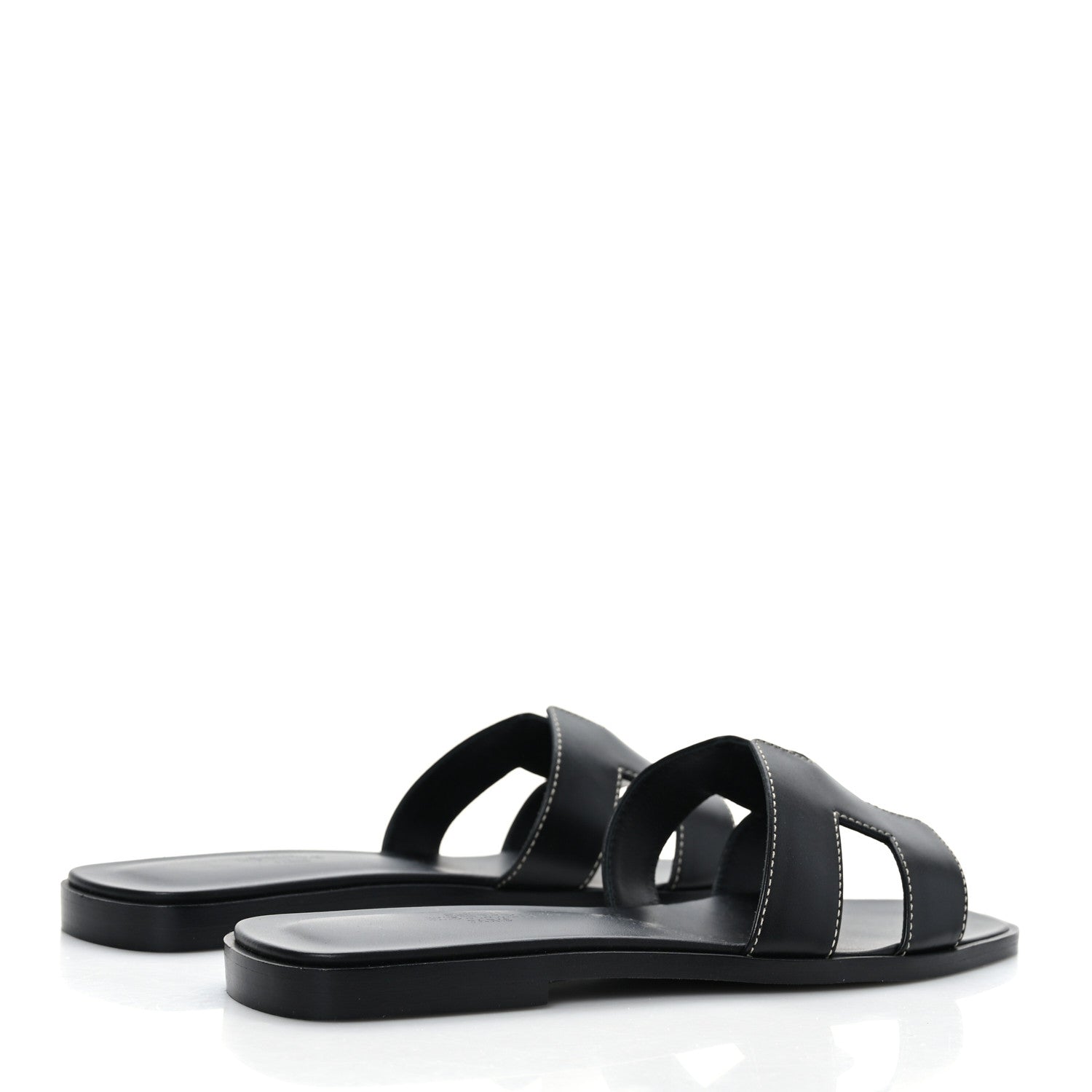 Hermes Box Calfskin Oran Sandals 37 Black 6 of 16
