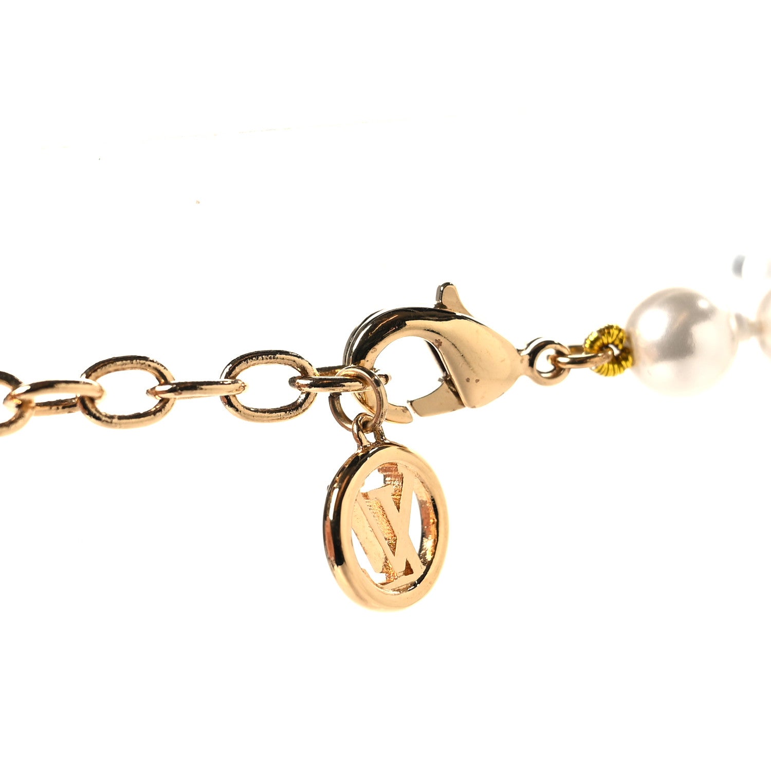 Louis Vuitton Metal Resin My LV Pearl Necklace White Gold 4 of 4