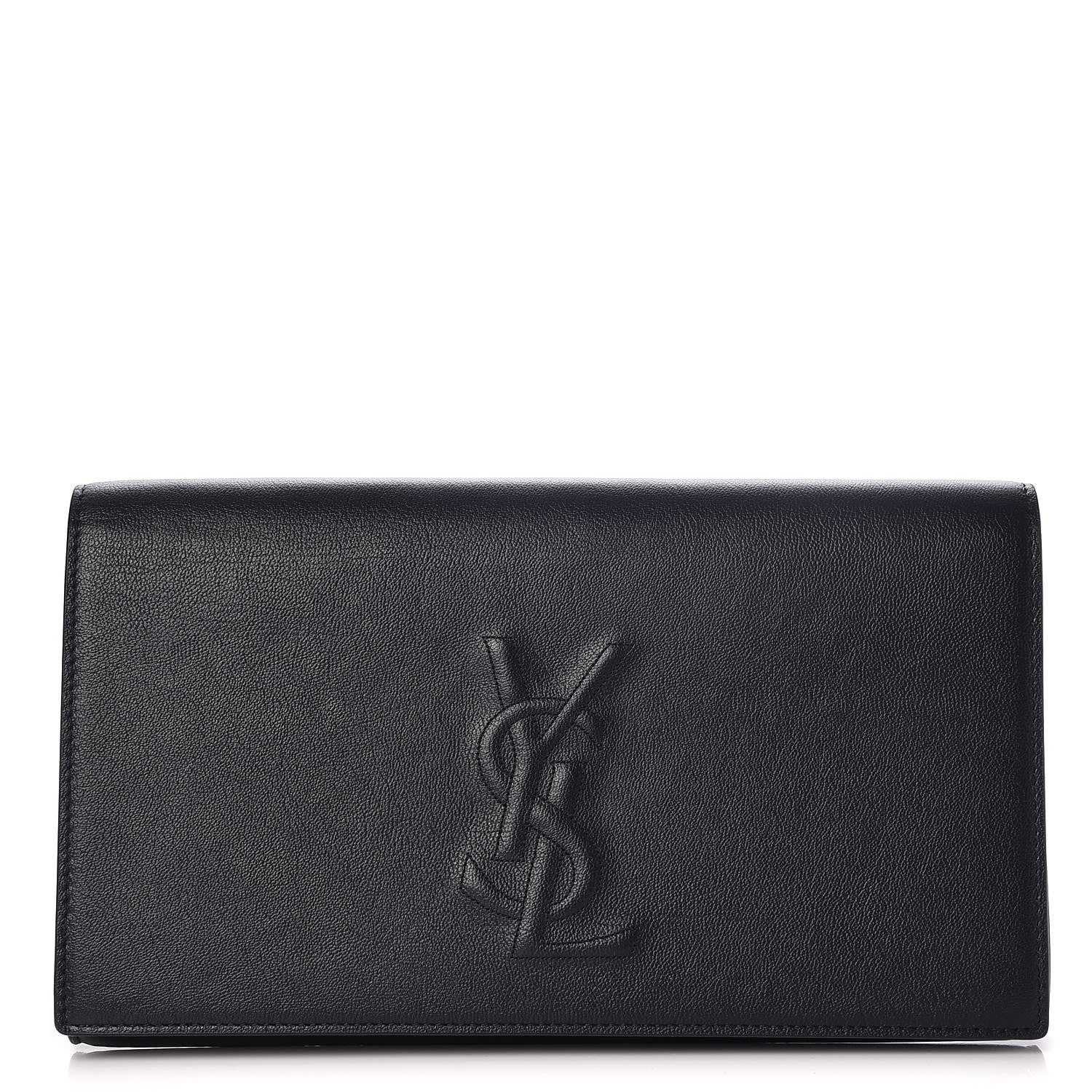 Saint Laurent Calfskin Monogram Large Belle De Jour Clutch Navy 1 of 7