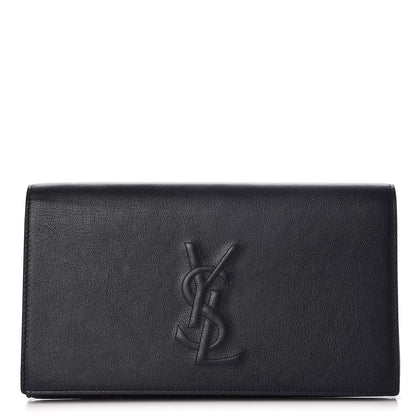 Saint Laurent Calfskin Monogram Large Belle De Jour Clutch Navy 1 of 7