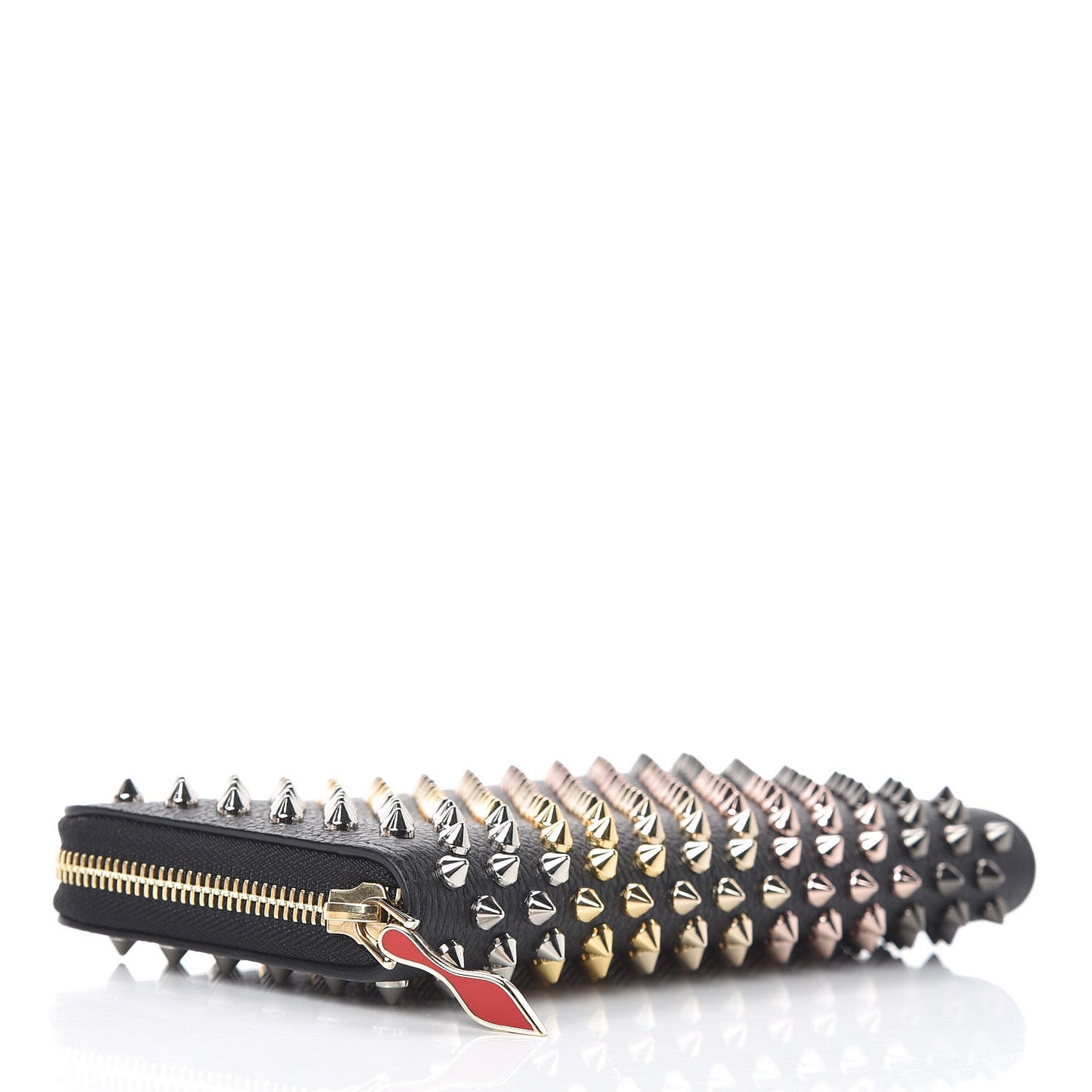 Calfskin Empire Panettone Spiked Zip Around Wallet Black