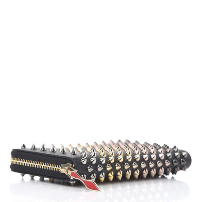 Christian Louboutin Calfskin Empire Panettone Spiked Zip Around Wallet Black 4 of 6