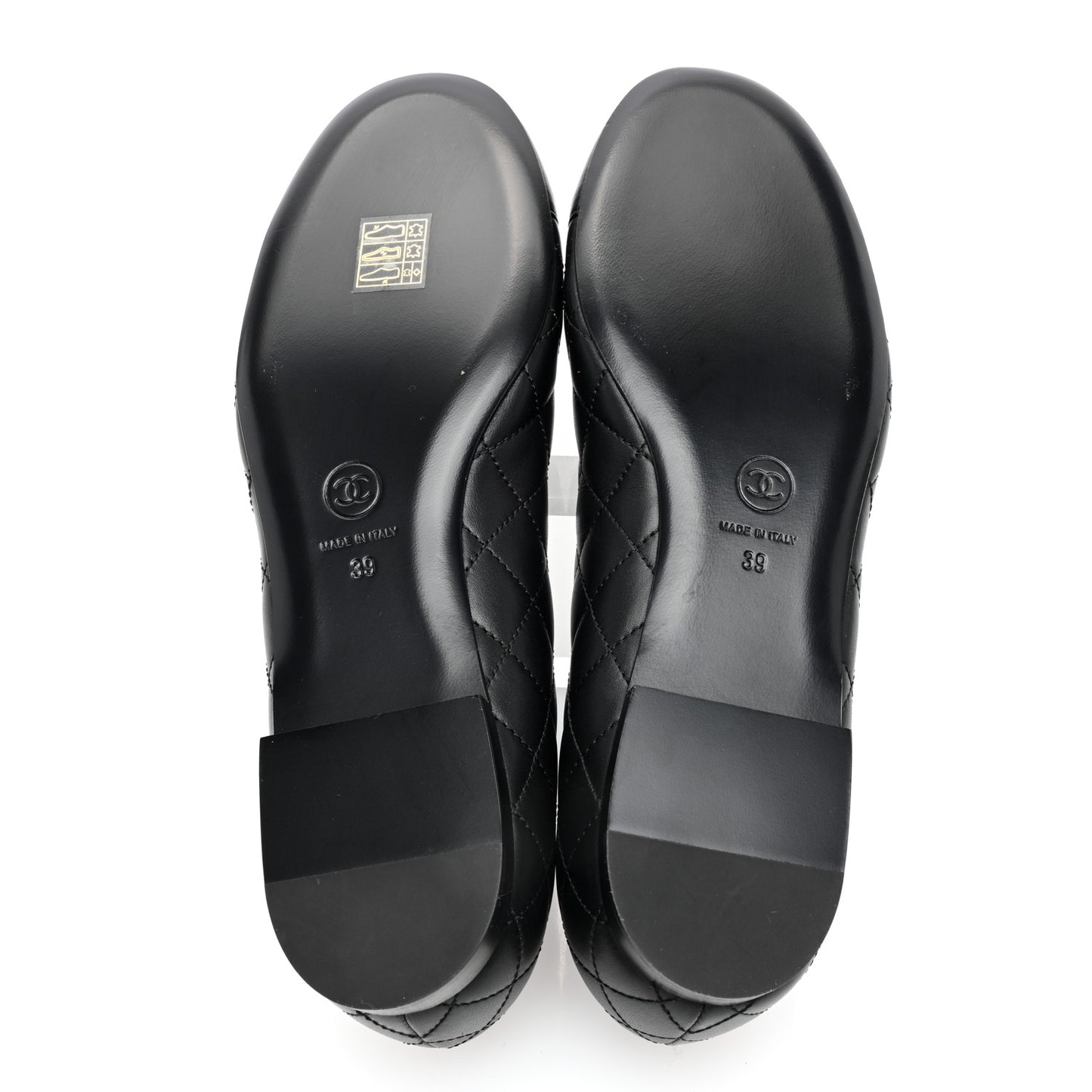 Lambskin Quilted CC Ballerina Flats 39 Black