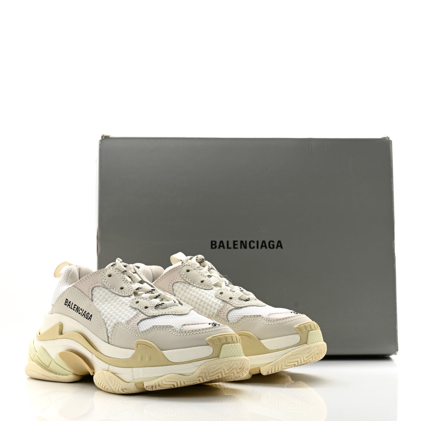 Fabric Mesh Womens Triple S Sneakers 36 White