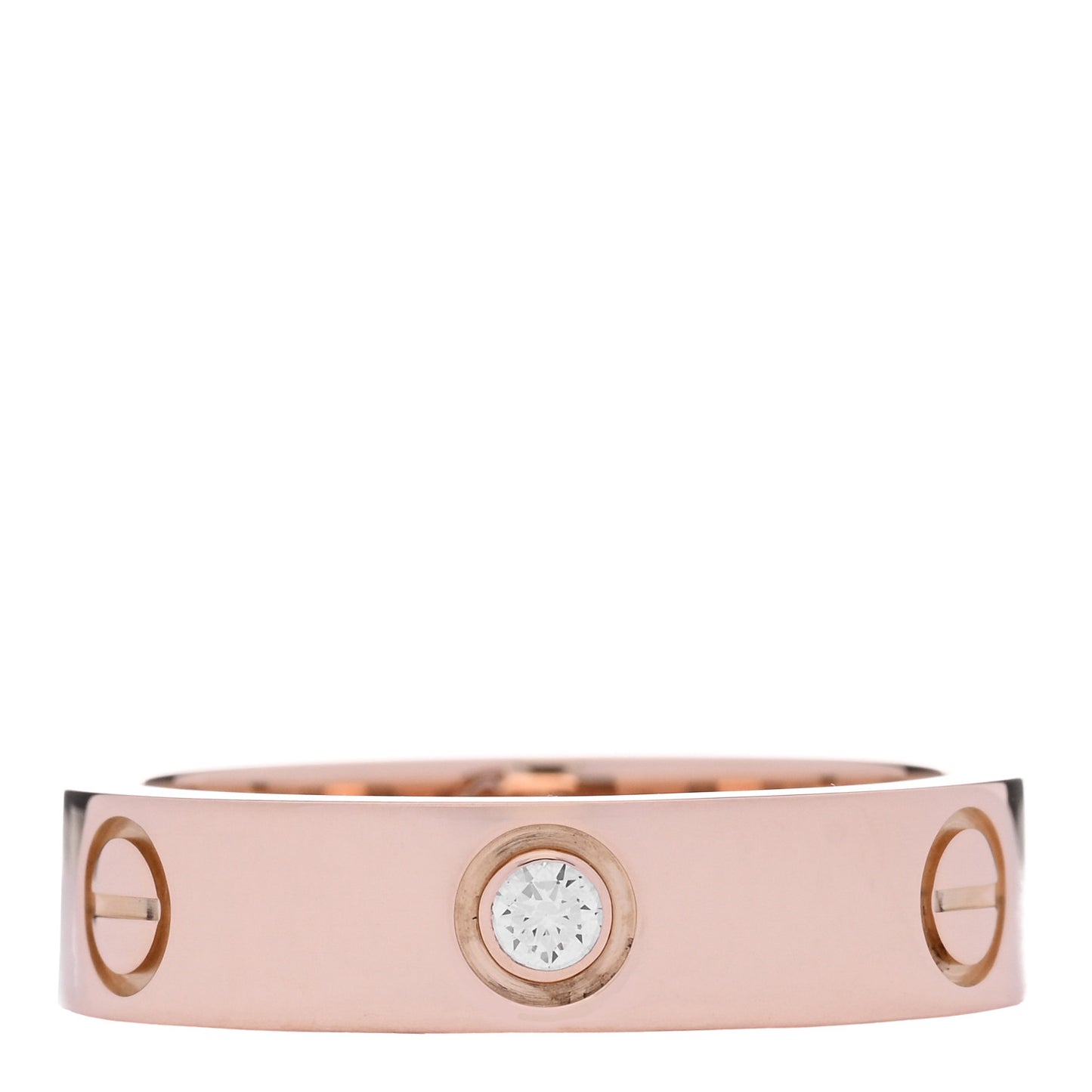 18K Pink Gold 3 Diamond 5.5mm LOVE Ring 60 9.25