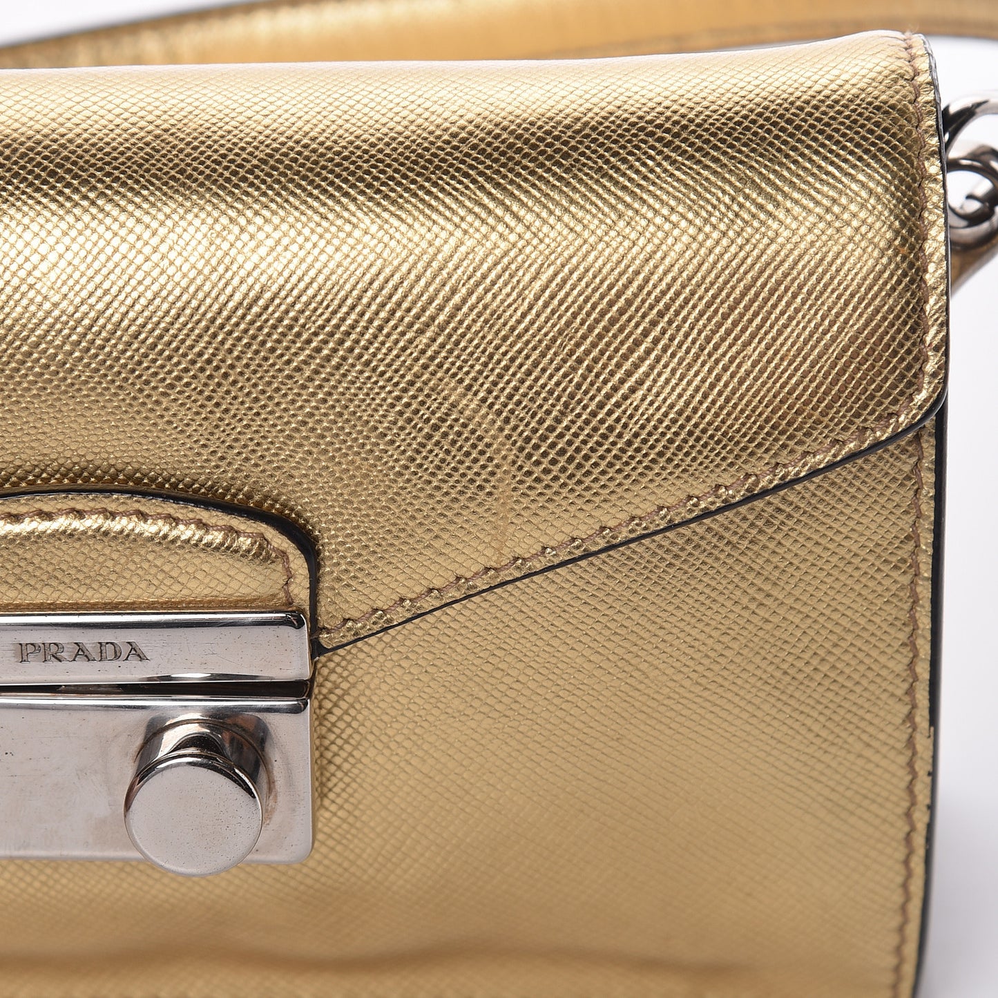 Saffiano Lux Sound Shoulder Bag Platino