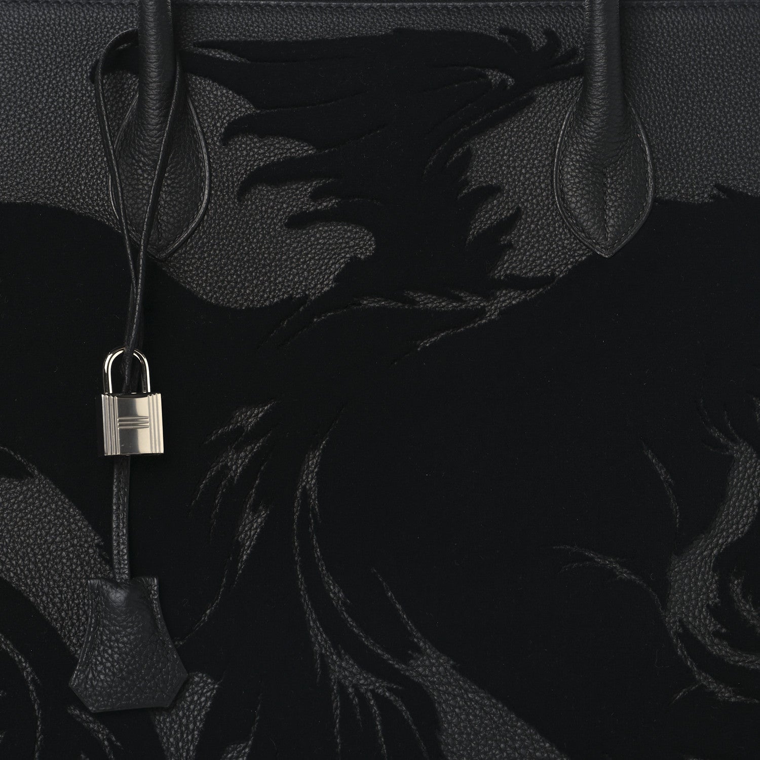 Hermes Togo Tufting Chimeres Dragon 1923 Bolide 45 Black Bleu Lin 8 of 13