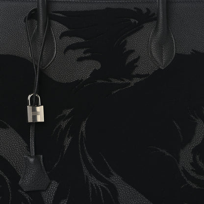 Hermes Togo Tufting Chimeres Dragon 1923 Bolide 45 Black Bleu Lin 8 of 13