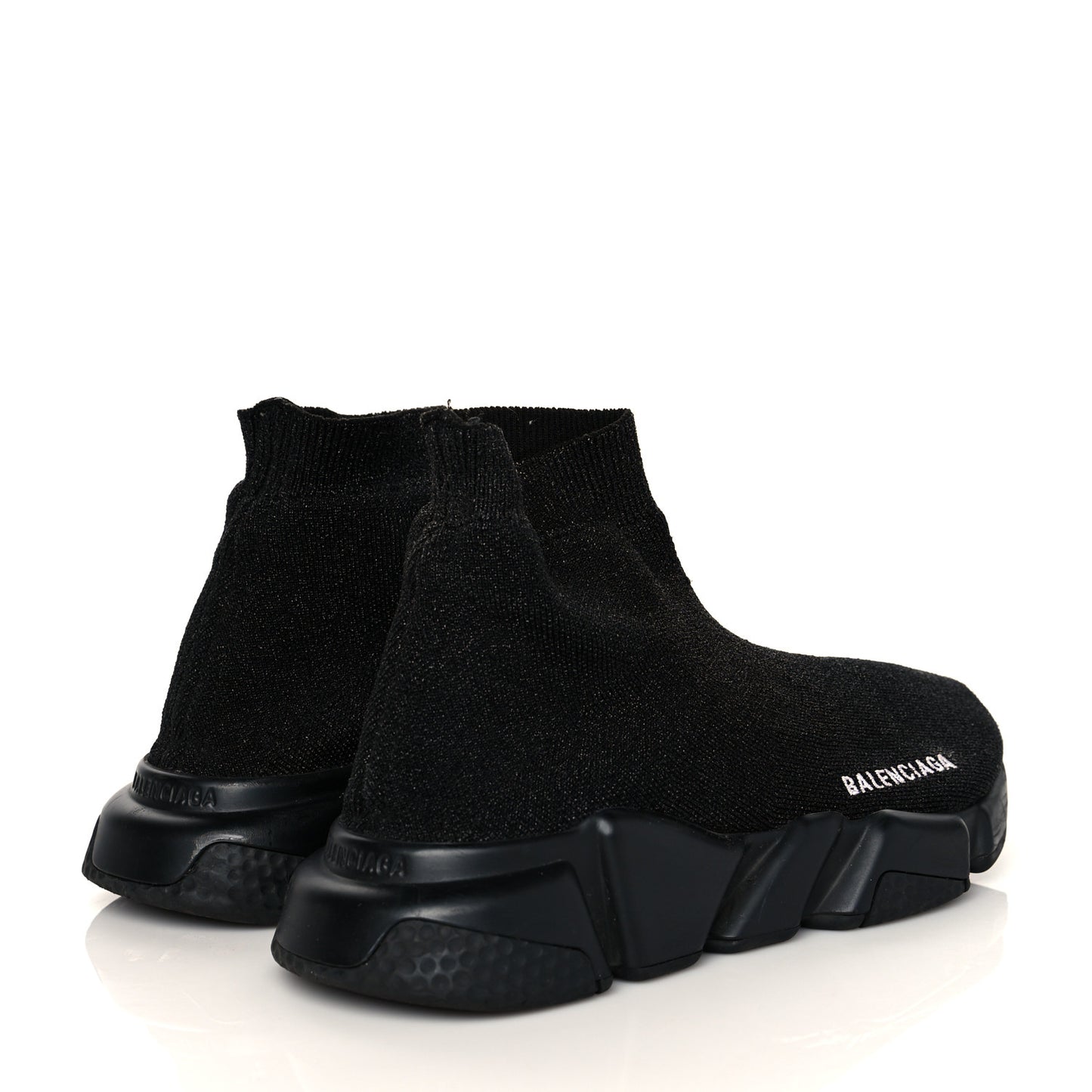 Laminated Knit Womens Speed Sneakers 38 Black