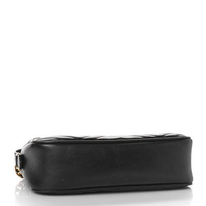Gucci Calfskin Matelasse Small GG Marmont Chain Shoulder Bag Black 4 of 13