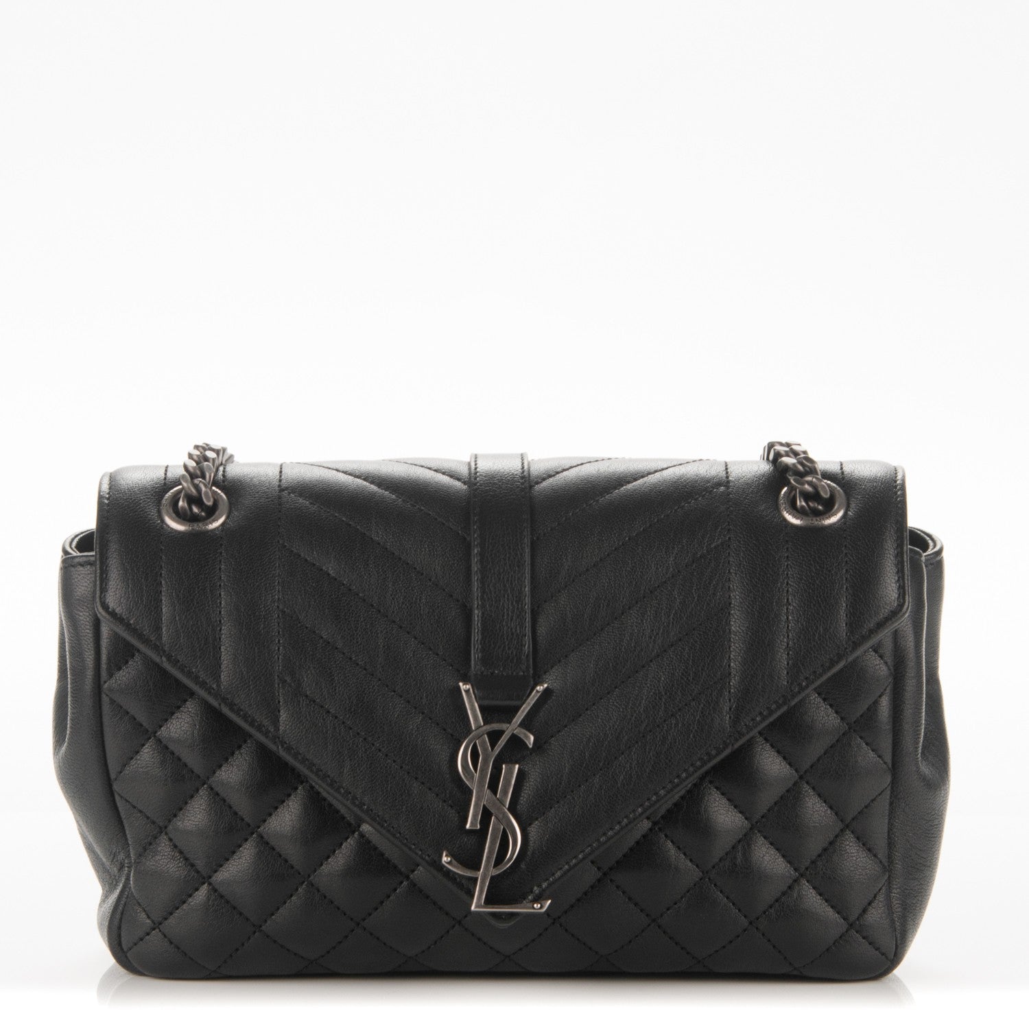 Saint Laurent Sheepskin Tri-Quilt Monogram Medium College Bag Black 1 of 8