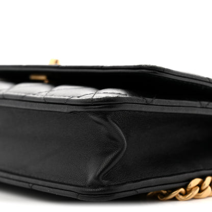 Chanel Lambskin Quilted Sweet Camellia Wallet On Chain WOC Black 10 of 10
