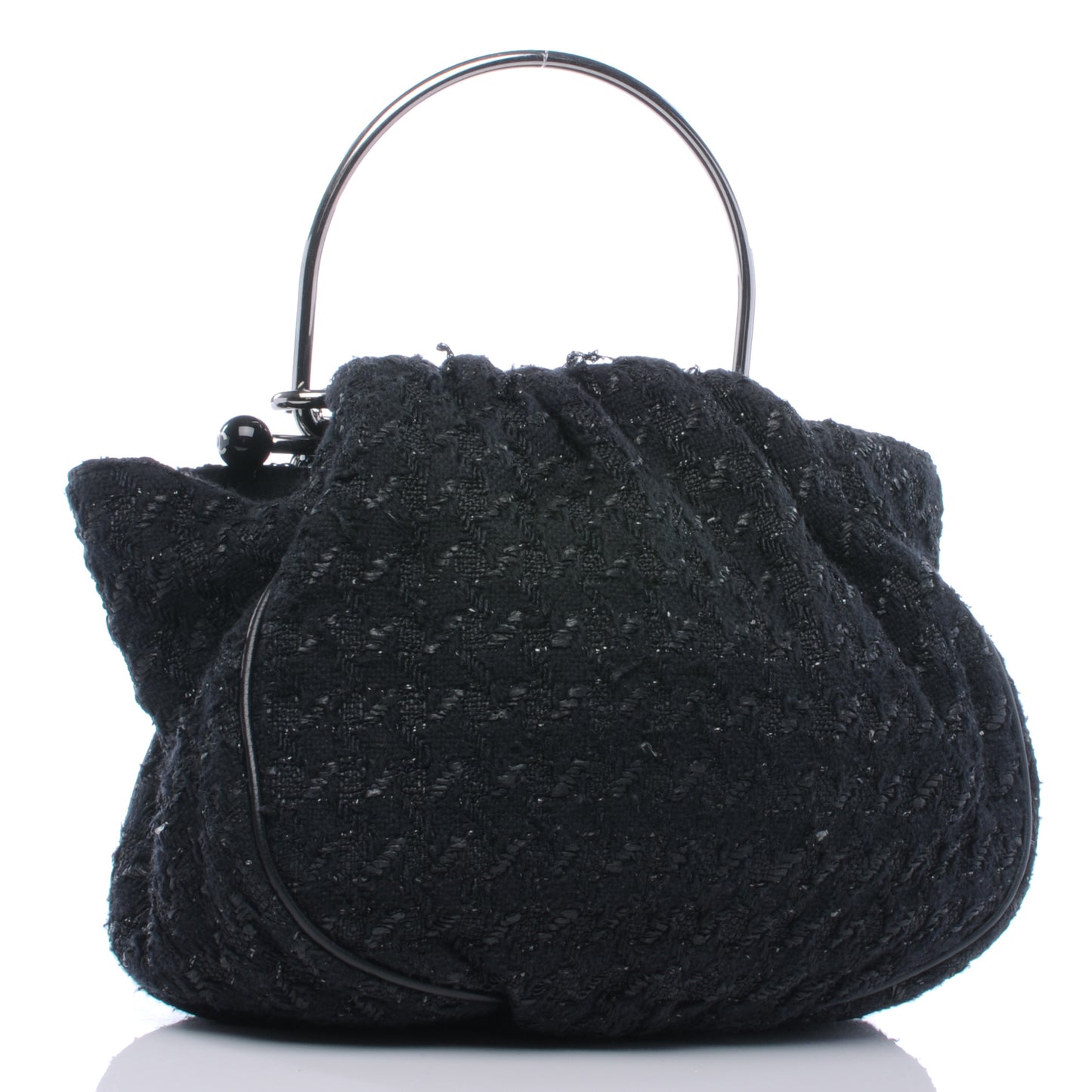 Tweed Boucle Knitting Bag Black