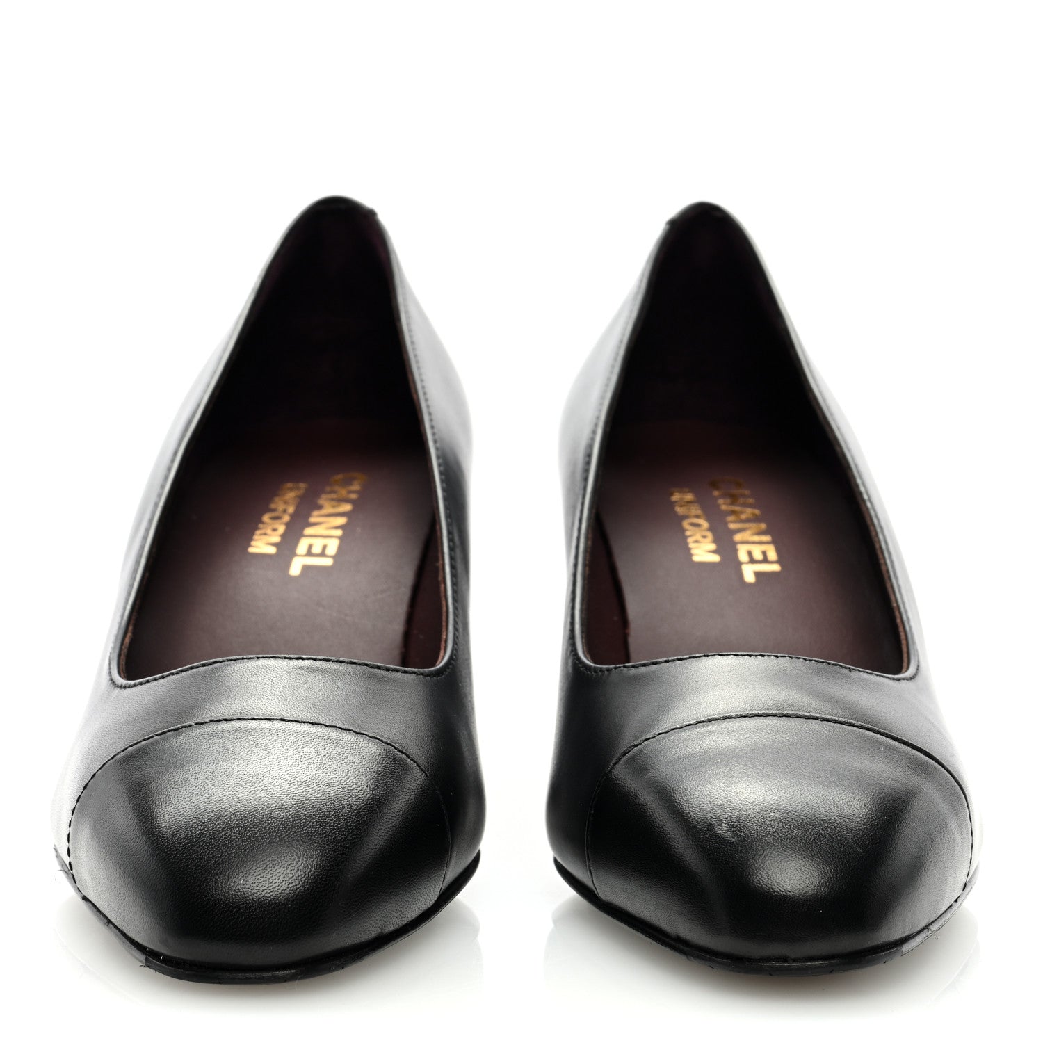 Chanel Lambskin Cap Toe CC Pumps 35.5 Black 2 of 7