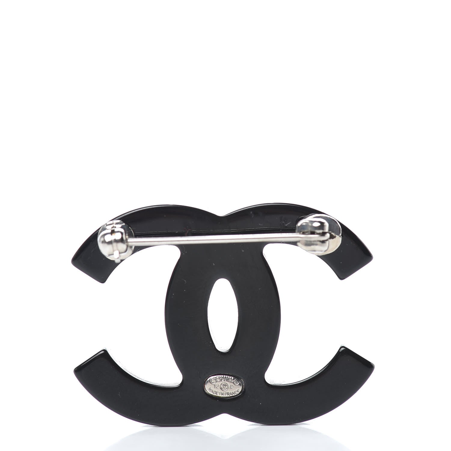 Chanel Resin Abalone CC Brooch Black 3 of 5