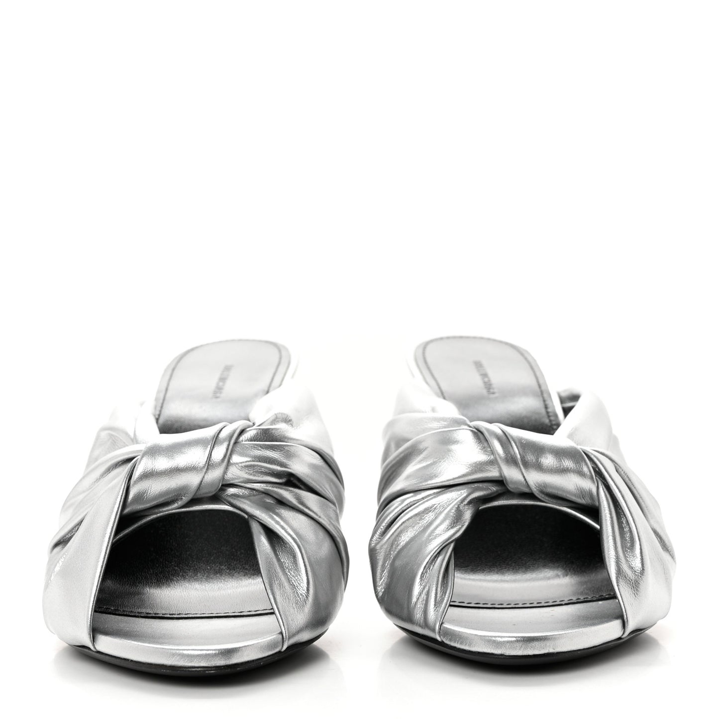 Metallic Smooth Nappa Drapy 80mm Sandals 37.5 Silver