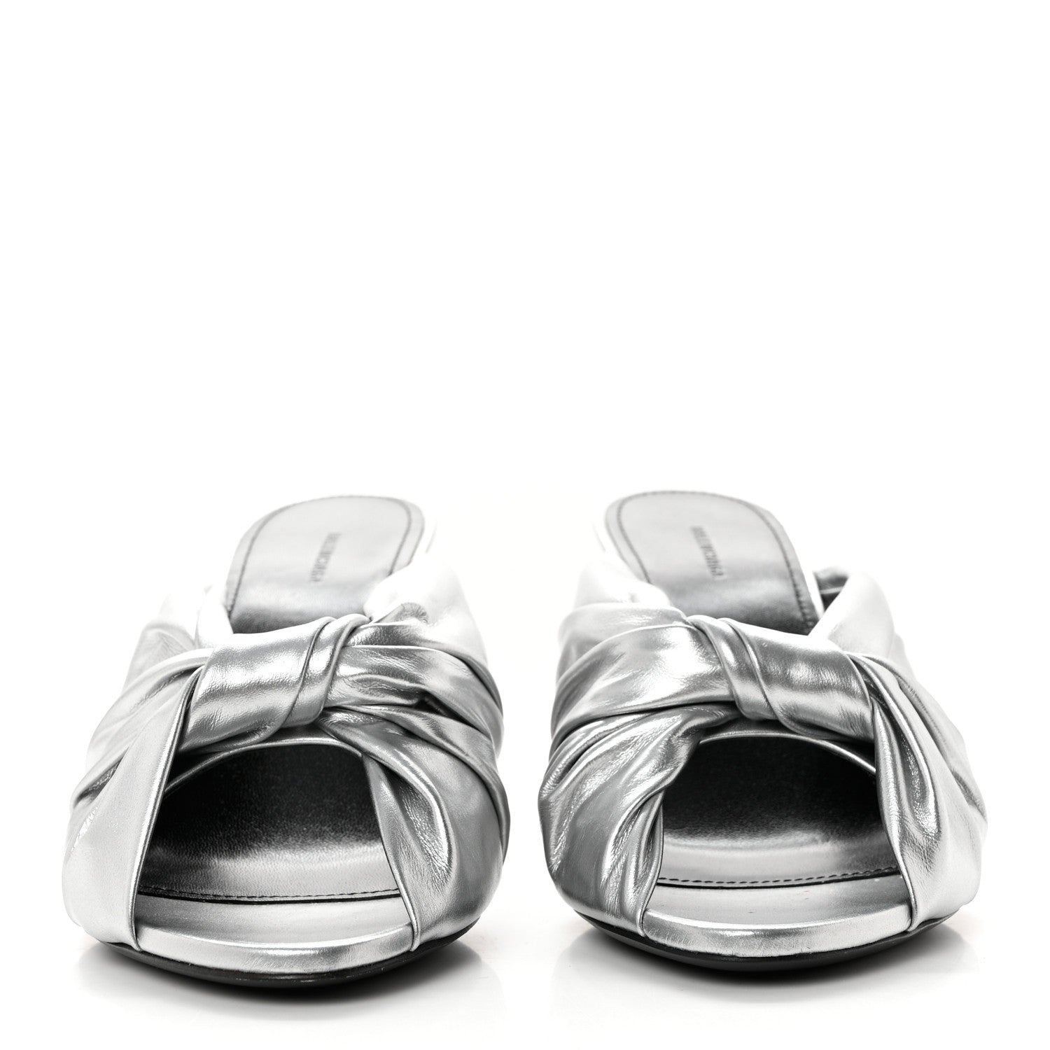 Balenciaga Metallic Smooth Nappa Drapy 80mm Sandals 37.5 Silver 2 of 9