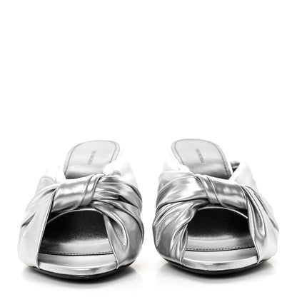Balenciaga Metallic Smooth Nappa Drapy 80mm Sandals 37.5 Silver 2 of 9