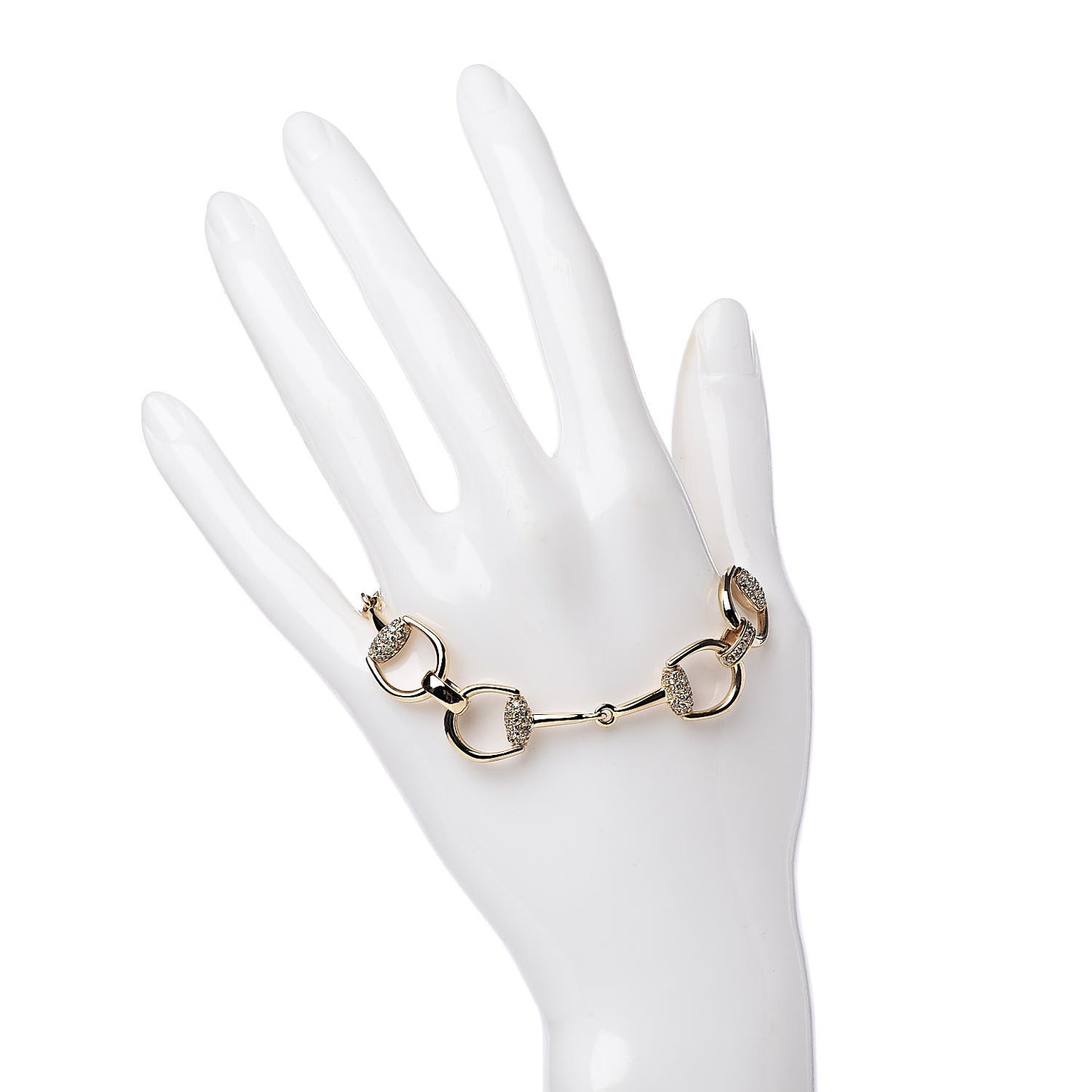 18K Yellow Gold Diamond Pave Horsebit Bracelet