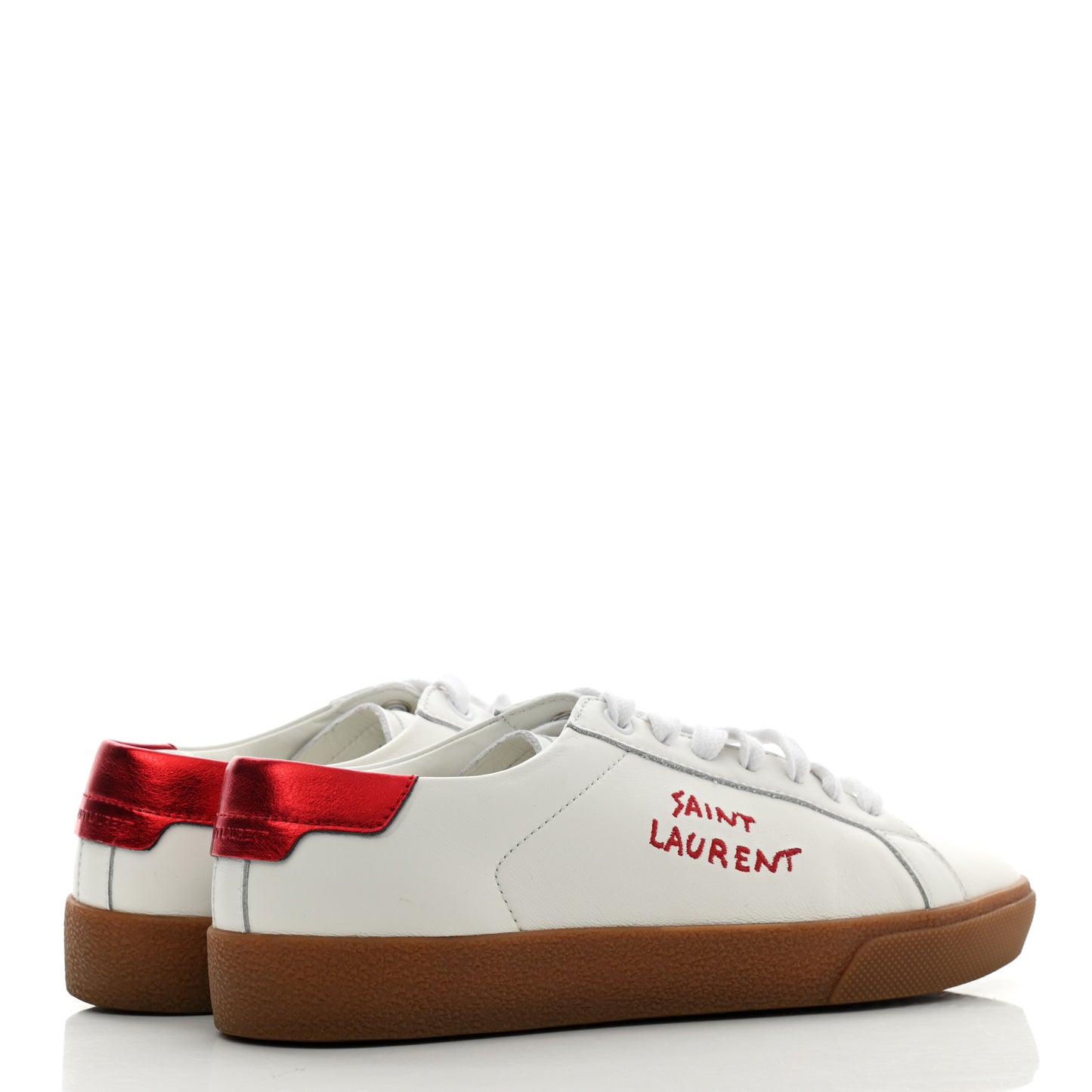 Calfskin Embroidered Court Classic Sneakers 37 Red Nero