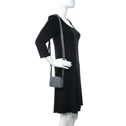 Bottega Veneta Crinkled Lambskin Maxi Intrecciato Extra Mini Cassette Crossbody Bag Grey 2 of 11