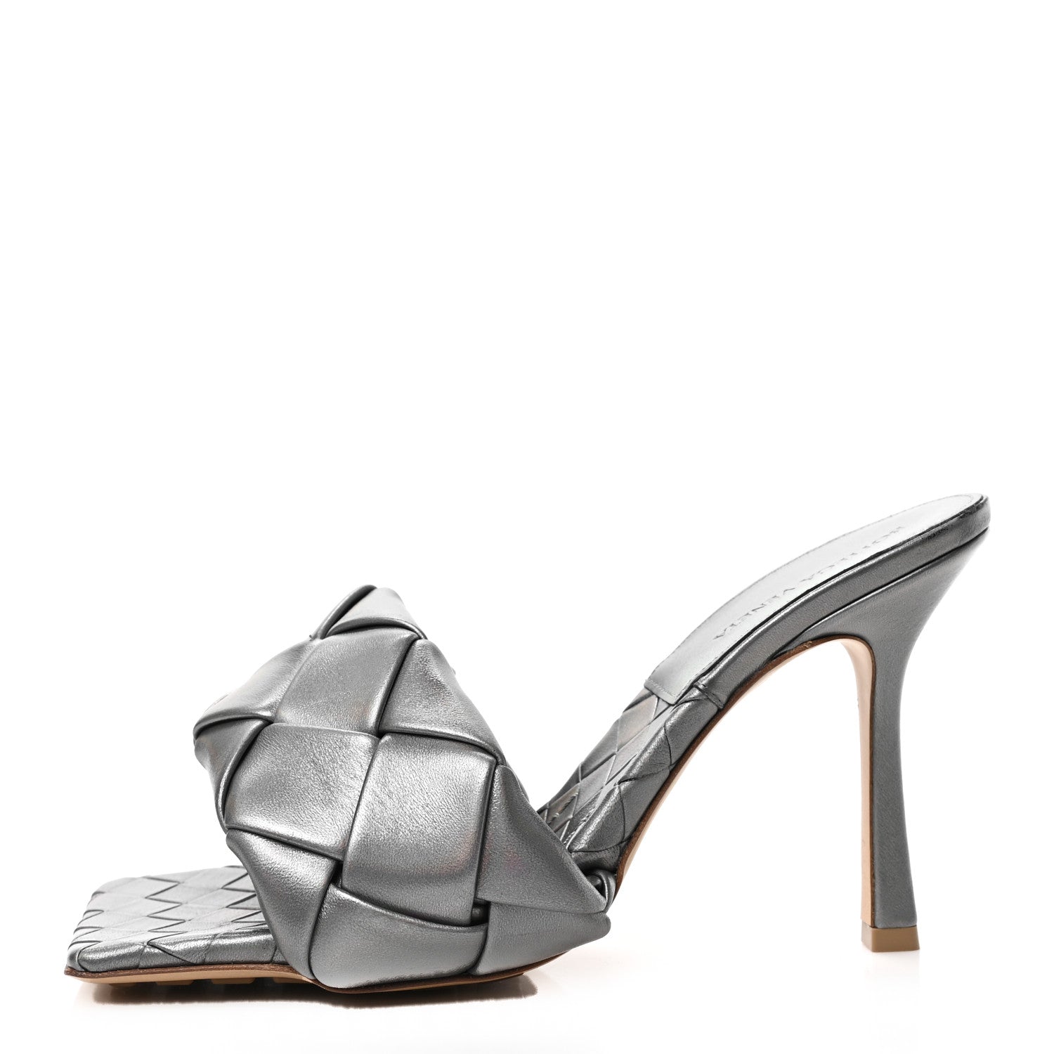 Bottega Veneta Laser Nappa Maxi Intrecciato Lido 90mm Mule Sandals 40 Oyster 1 of 7