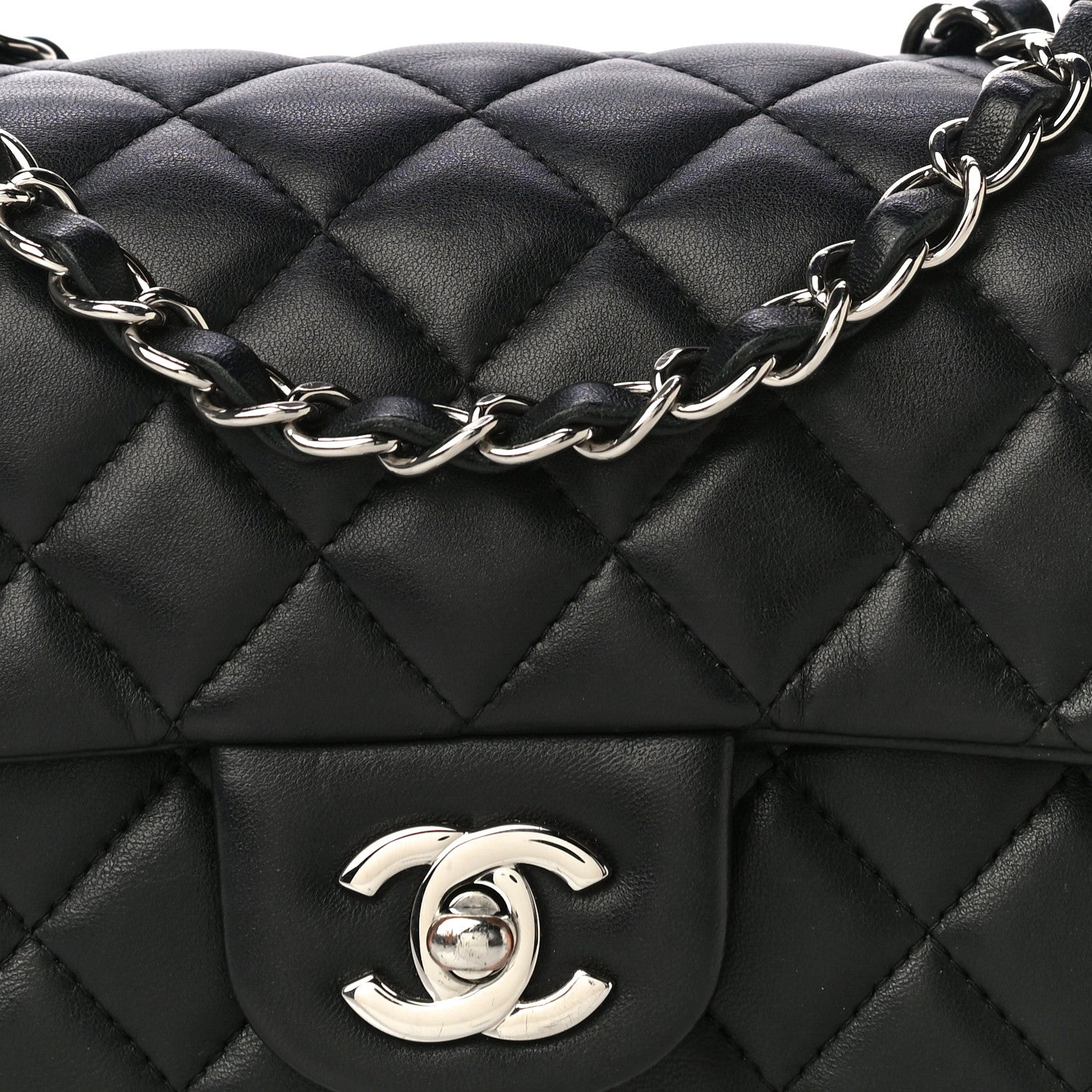 Chanel Lambskin Quilted Mini Rectangular Flap Black 8 of 12