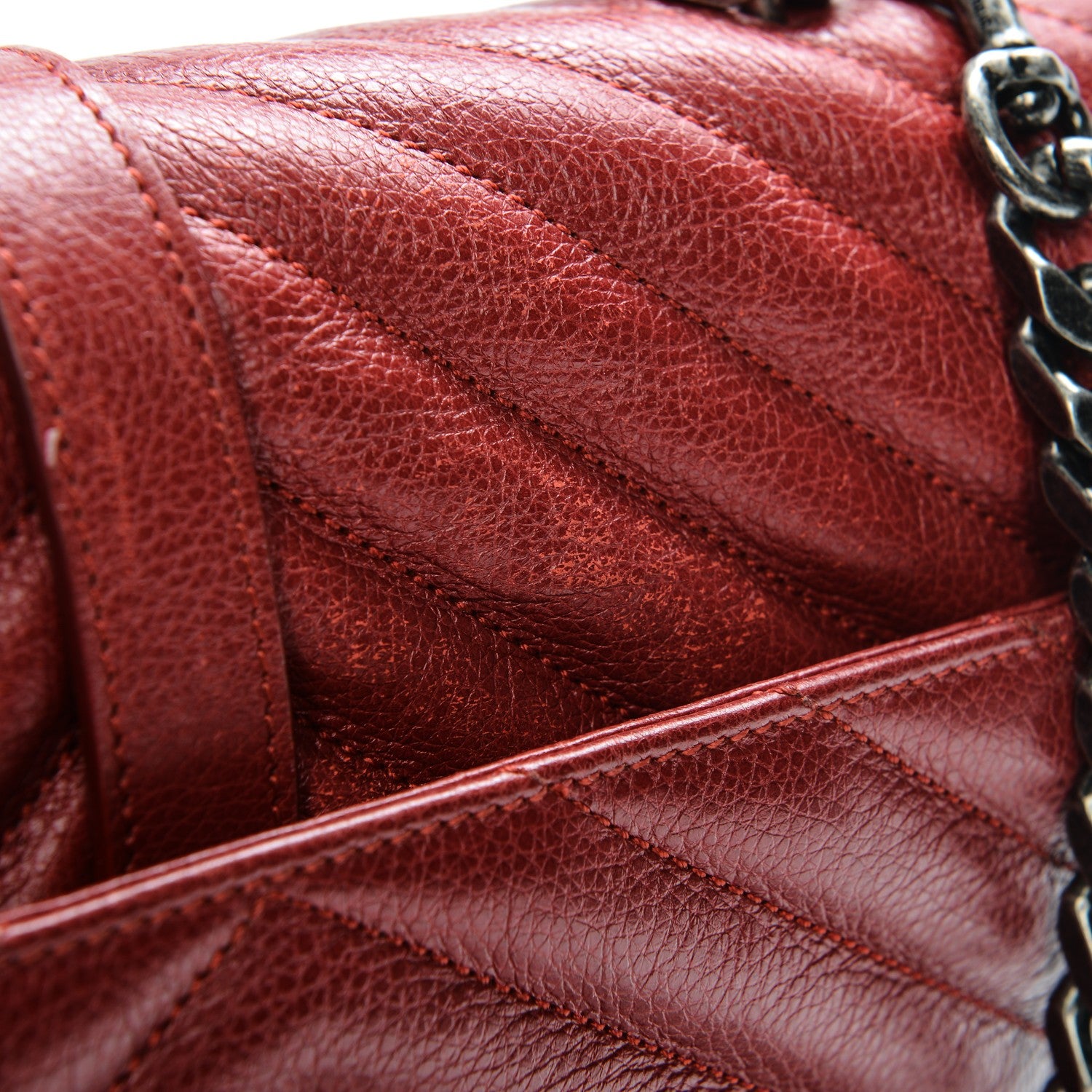 Saint Laurent Grained Calfskin Matelasse Chevron Monogram Medium College Bag Rouge 9 of 9