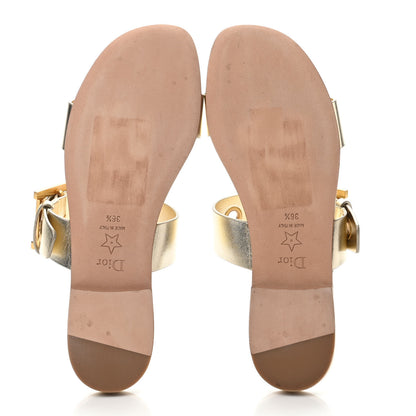Christian Dior Laminated Calfskin D-Dior Slide Flat Sandals 36.5 Pale Gold 4 of 4