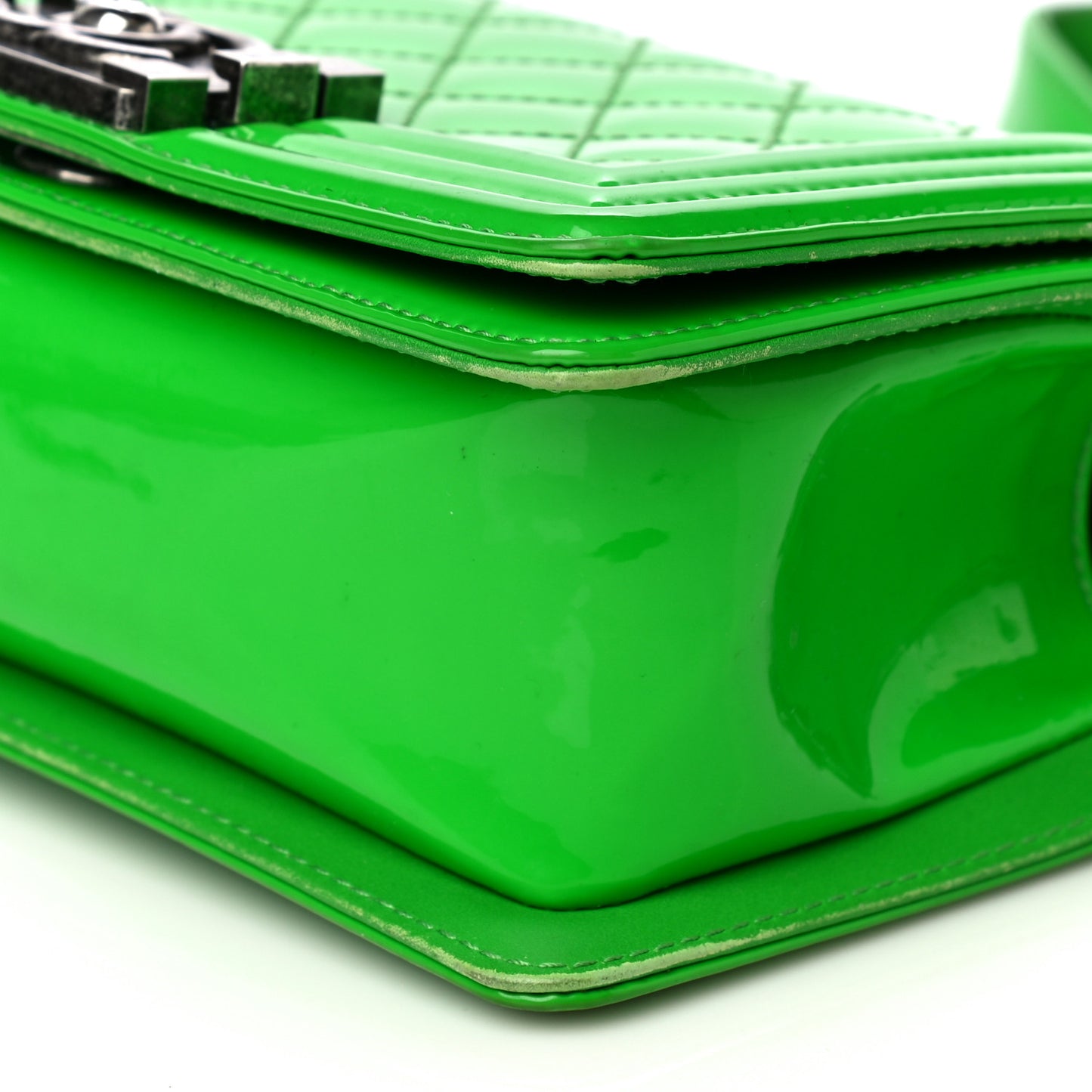 Patent Quilted Small Boy Flap Green