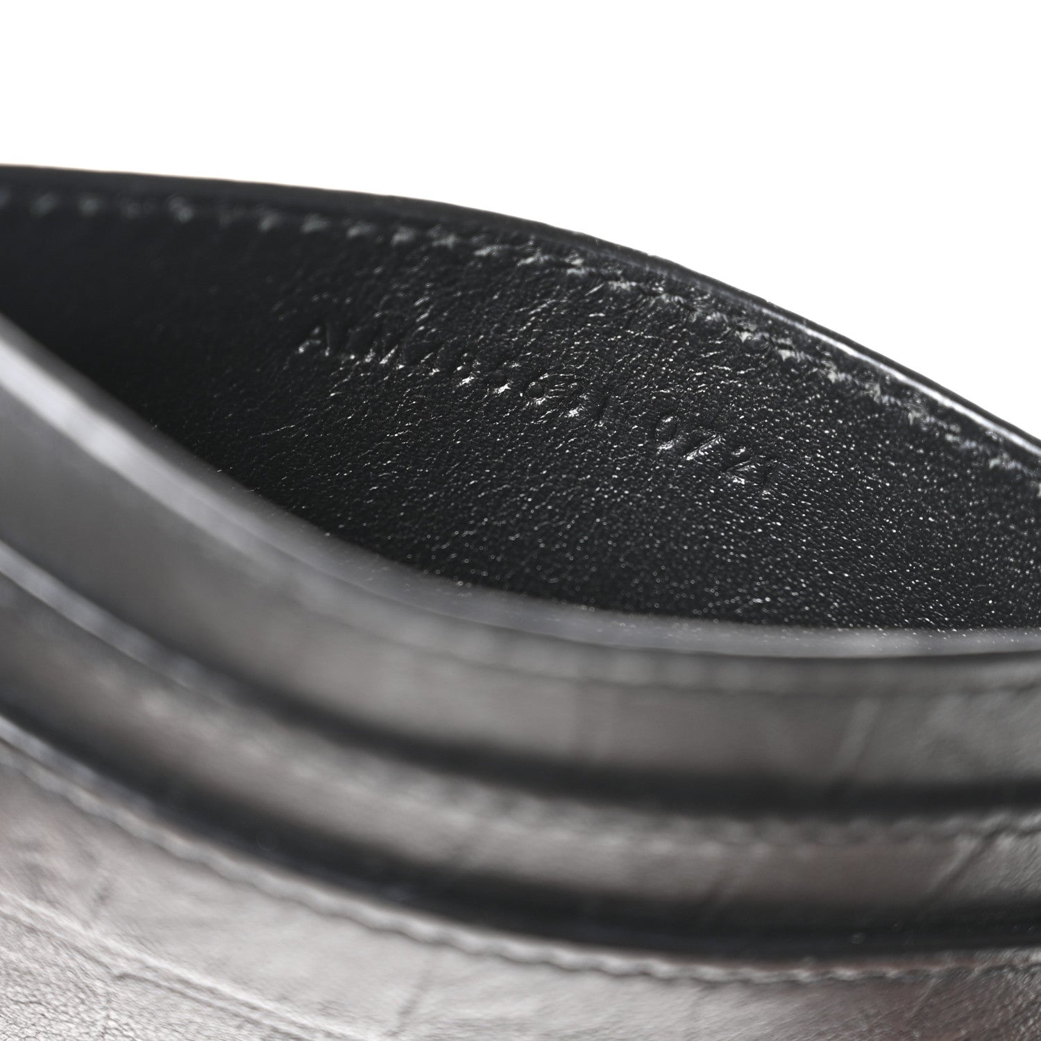 Saint Laurent Calfskin Crocodile Embossed Monogram Credit Card Case Black 7 of 8