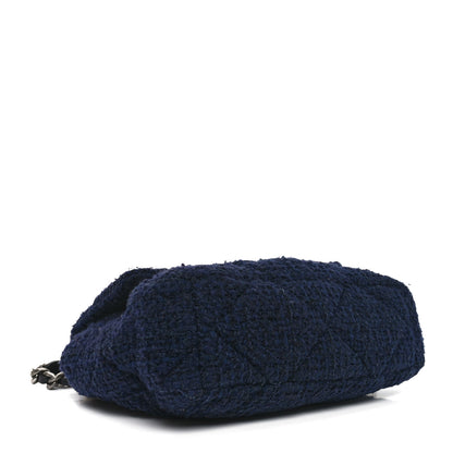 Chanel Tweed Quilted Large Chanel 19 Flap Navy Blue 4 of 10